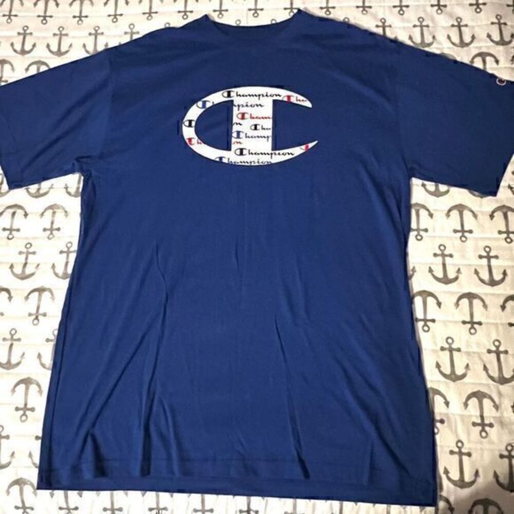 Champion Short Sleeve Blue Shirt Size XLT (Defect)